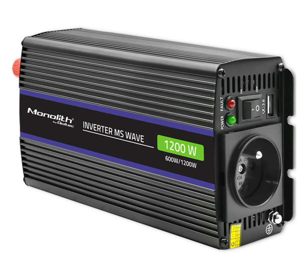Qoltec Przetwornica napięcia 1200 MS Wave | 12V na 230V | 600/1200W - 1190372 - zdjęcie 2
